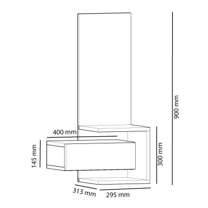 Wandspiegel mit Ablage STELLA 90x49 cm braun/anthrazit