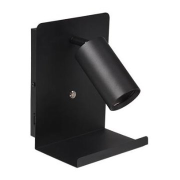 Wandstrahler mit Ablage und USB-Ladevorrichtung 1xGU10/35W/230V schwarz