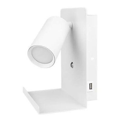 Wandstrahler mit Ablage und USB-Ladevorrichtung 1xGU10/35W/230V weiß
