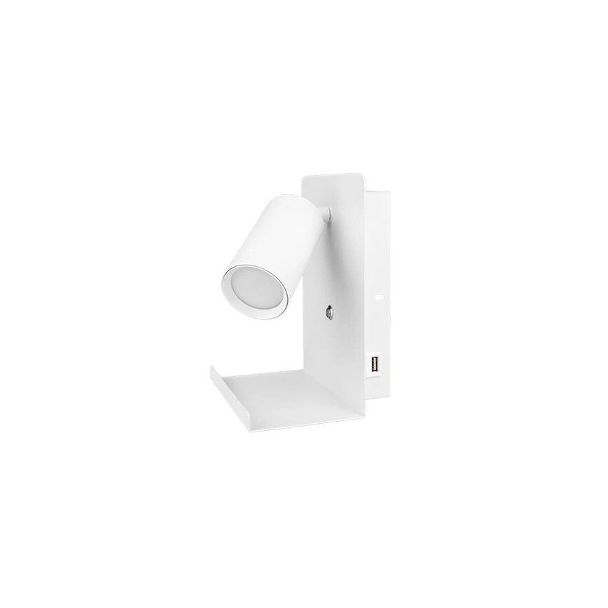 Wandstrahler mit Ablage und USB-Ladevorrichtung 1xGU10/35W/230V weiß