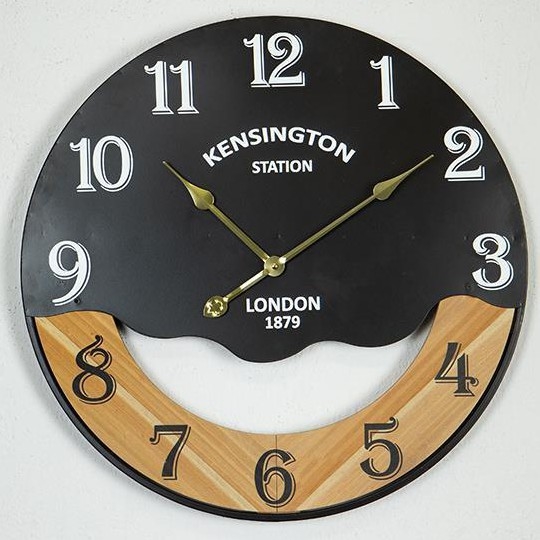 Wanduhr 1xAA d 60 cm schwarz/beige