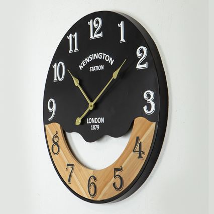 Wanduhr 1xAA d 60 cm schwarz/beige