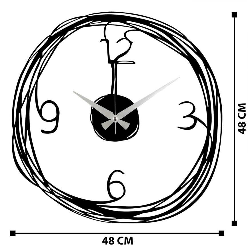 Wanduhr 48 cm 1xAA schwarz