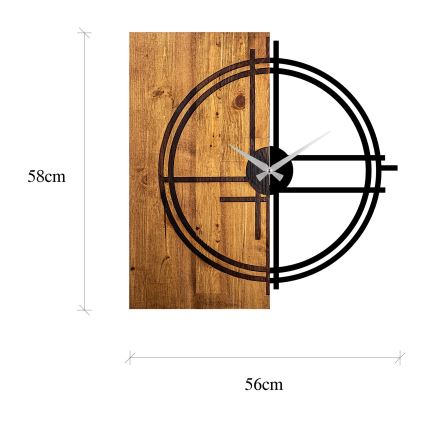 Wanduhr 58x56 cm 1xAA Holz/Metall