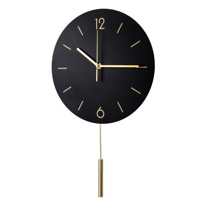 Wanduhr mit Pendel, Ø 30 cm, 1xAA, schwarz/gold