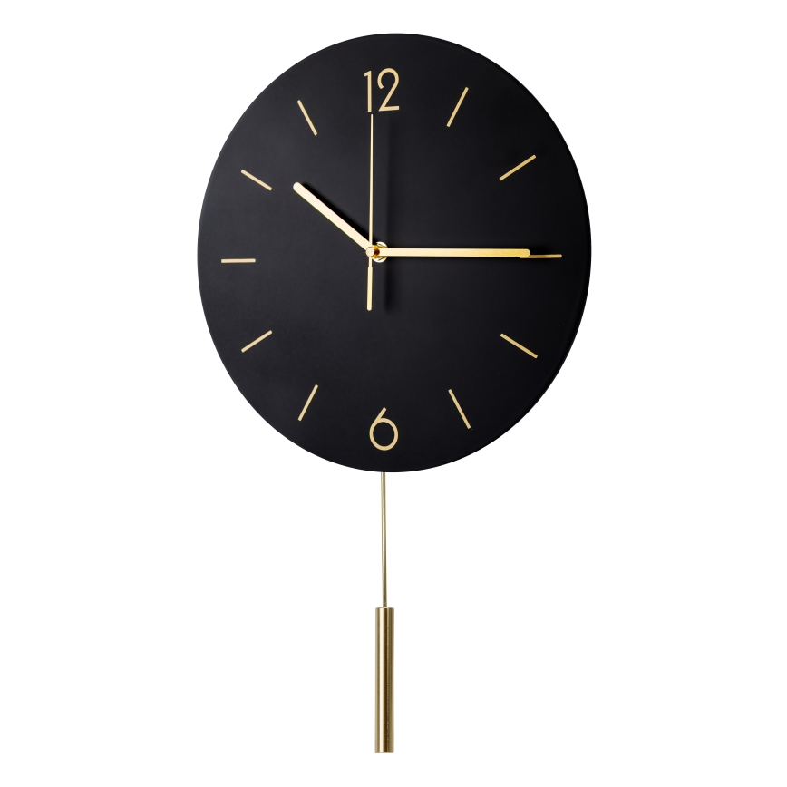 Wanduhr mit Pendel, Ø 30 cm, 1xAA, schwarz/gold