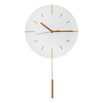 Wanduhr mit Pendel, Ø 30 cm, 1xAA, weiß/gold