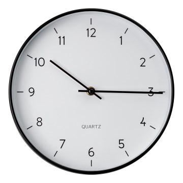 Wanduhr Ø 25 cm 1xAA schwarz/weiß