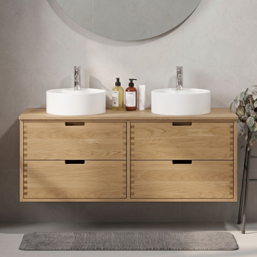 Waschbeckenplatte FOREST 120 cm beige/Eiche