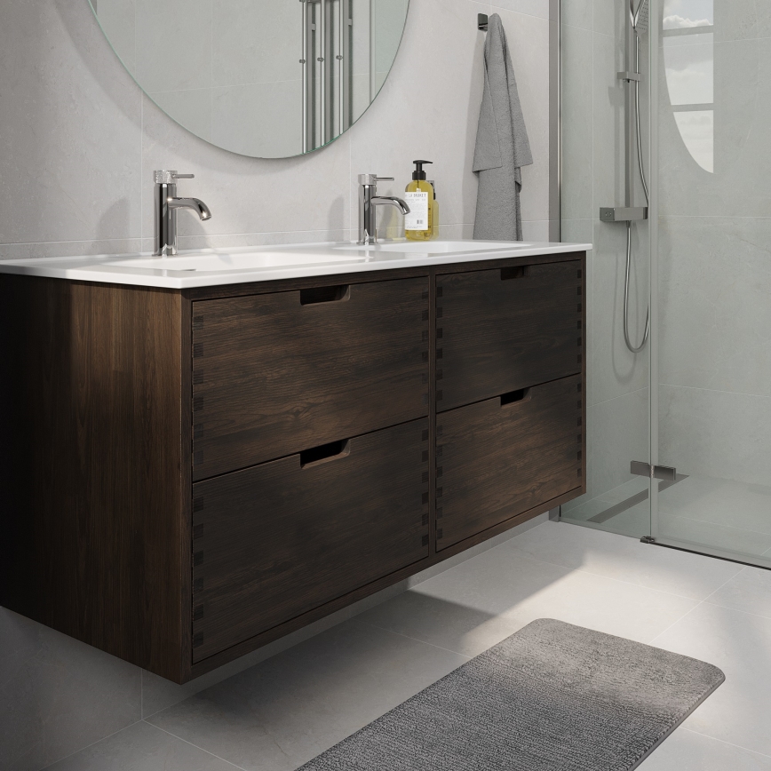Waschbeckenunterschrank GRIBSKOV 120 cm braun/Eiche/weiß