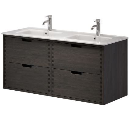 Waschbeckenunterschrank GRIBSKOV 120 cm braun/Eiche/weiß