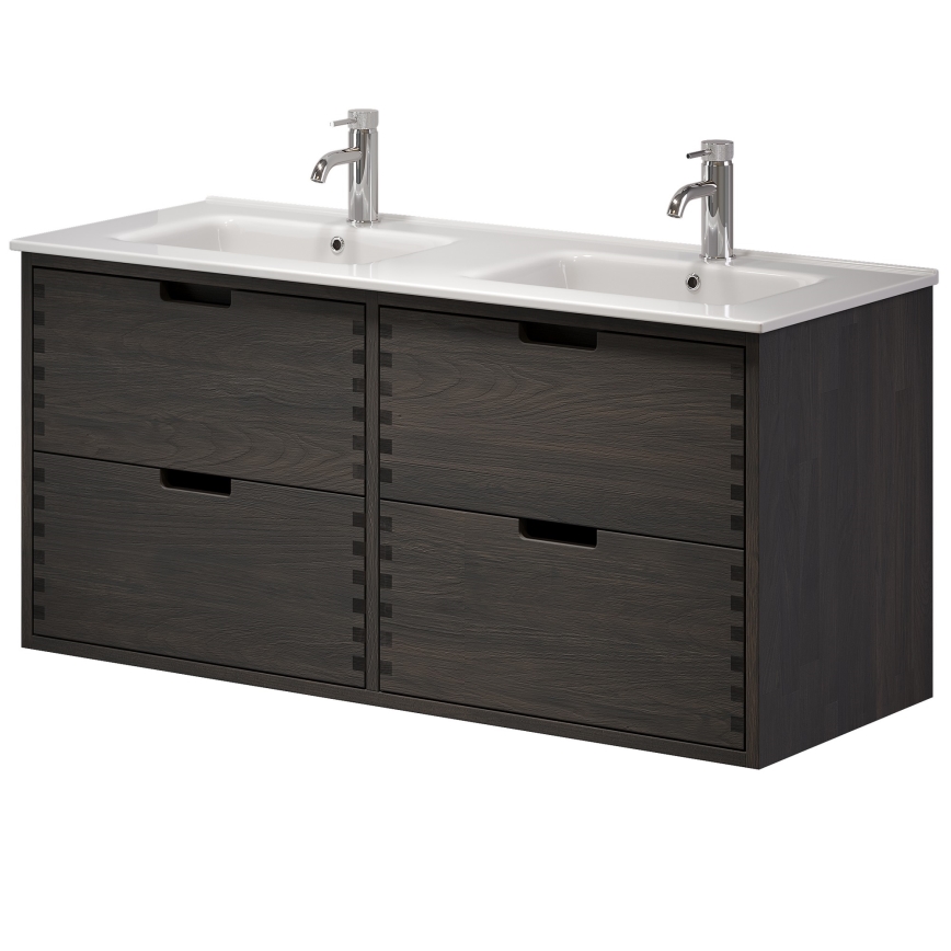 Waschbeckenunterschrank GRIBSKOV 120 cm braun/Eiche/weiß