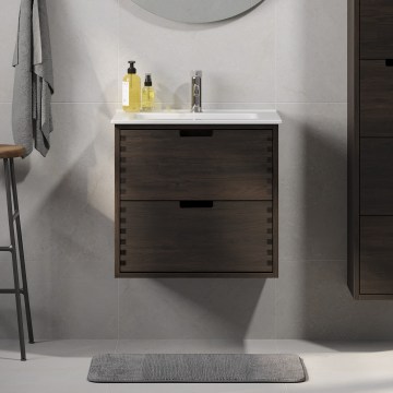 Waschbeckenunterschrank GRIBSKOV, 60 cm, braun/Eiche/weiß