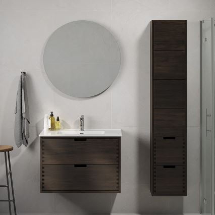 Waschbeckenunterschrank GRIBSKOV 80 cm, Braun/Eiche/Weiß