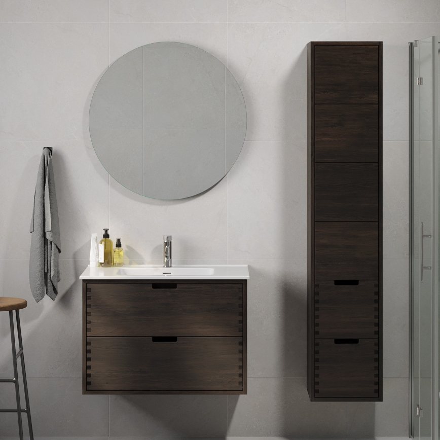 Waschbeckenunterschrank GRIBSKOV 80 cm, Braun/Eiche/Weiß