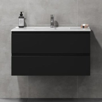 Waschbeckenunterschrank HENRY mit Waschtisch, 91 cm, schwarz