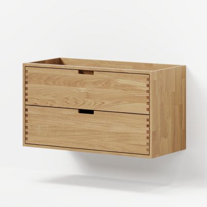 Waschbeckenunterschrank mit Waschbecken GRIBSKOV 100 cm Beige/Eiche/Weiß