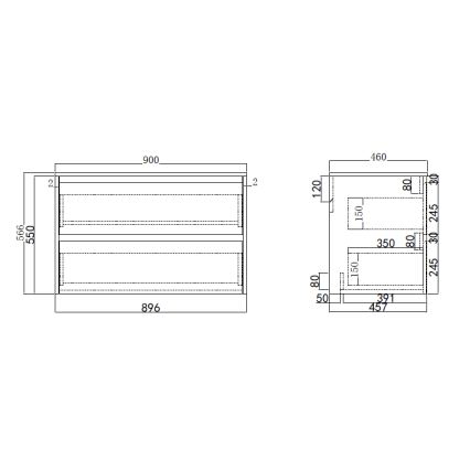 Waschbeckenunterschrank TRONDHEIM 90x57x46 cm Anthrazit