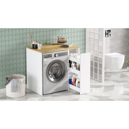 Waschmaschinenschrank mit Stauraum 88,3x93,5 cm weiß/Walnuss