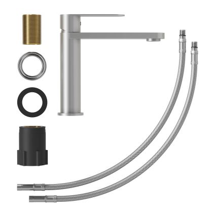 Waschtischarmatur TARNBY 17,3 cm gebürsteter Edelstahl