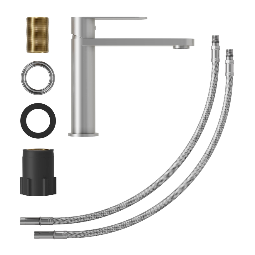 Waschtischarmatur TARNBY 17,3 cm gebürsteter Edelstahl