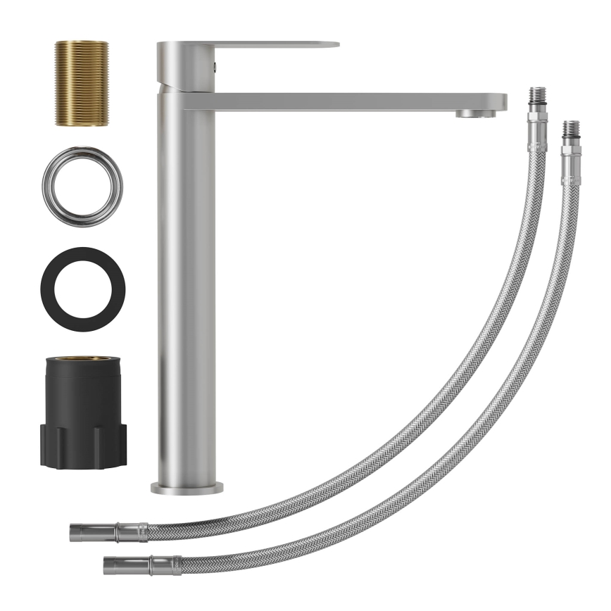 Waschtischarmatur TARNBY 27,3 cm, gebürsteter Edelstahl