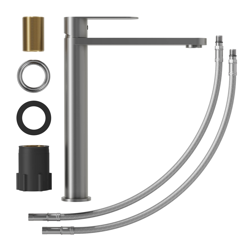 Waschtischarmatur TARNBY 27,3 cm, pulverbeschichtetes Grau