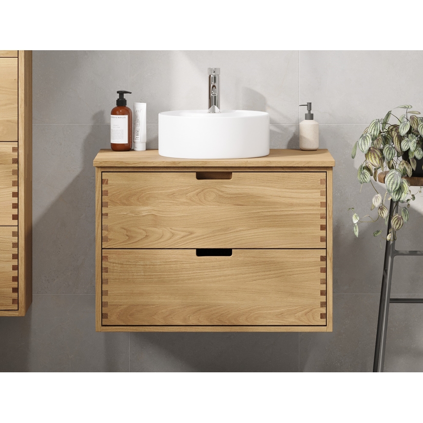 Waschtischplatte FOREST 80 cm beige/Eiche