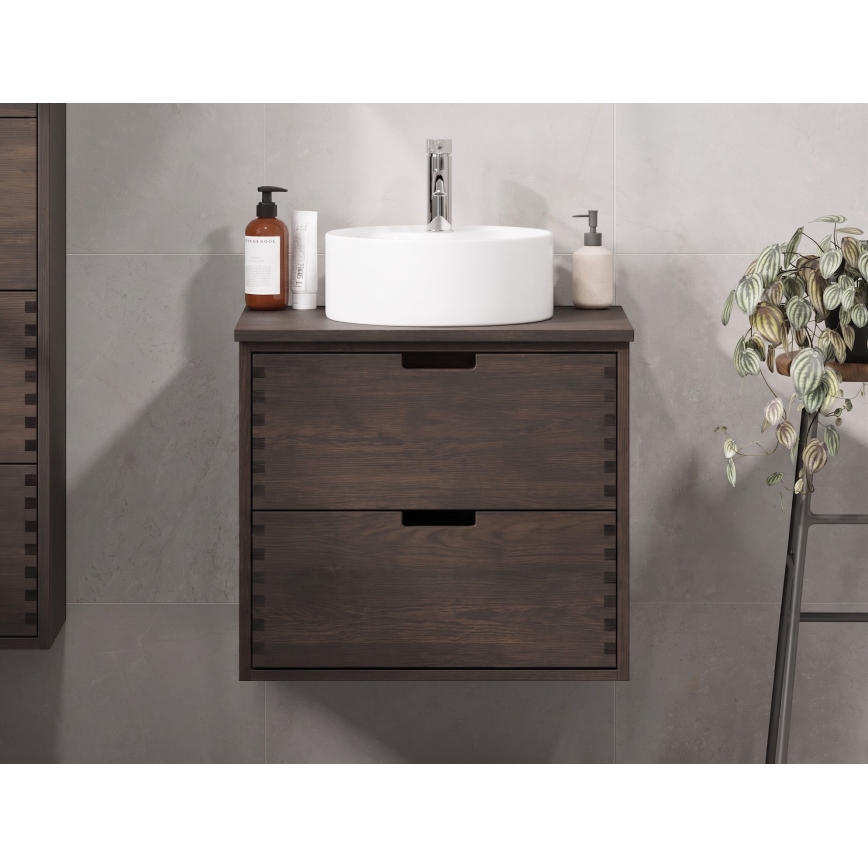 Waschtischunterschrank für Waschbecken GRIBSKOV 60 cm, Braun/Eiche