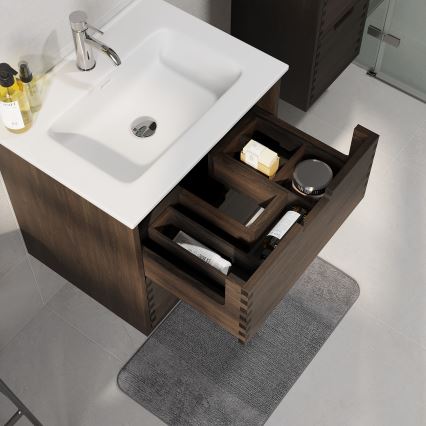 Waschtischunterschrank für Waschbecken GRIBSKOV 60 cm, Braun/Eiche