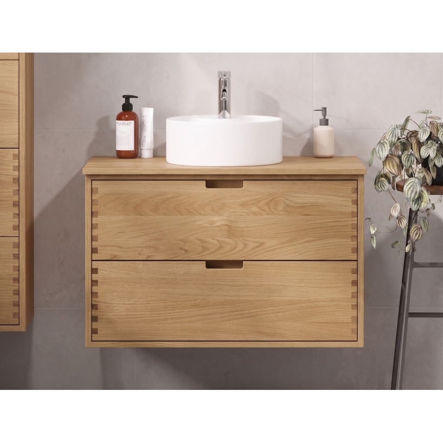 Waschtischunterschrank GRIBSKOV 100 cm, Beige/Eiche