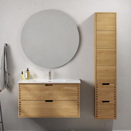 Waschtischunterschrank GRIBSKOV 100 cm, Beige/Eiche