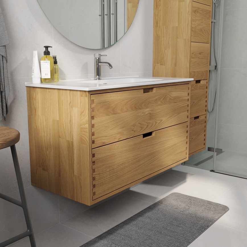 Waschtischunterschrank GRIBSKOV 100 cm, Beige/Eiche