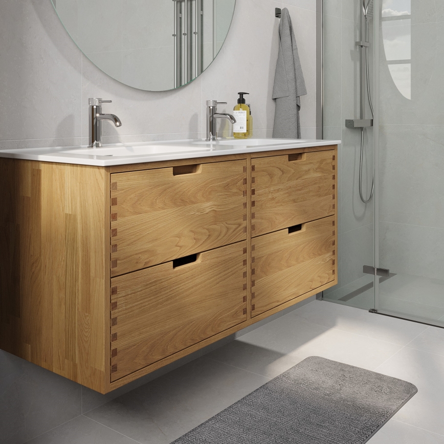 Waschtischunterschrank GRIBSKOV 120 cm, Beige/Eiche