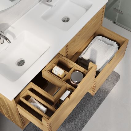 Waschtischunterschrank GRIBSKOV 120 cm, Beige/Eiche