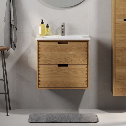 Waschtischunterschrank GRIBSKOV 60 cm Beige/Eiche