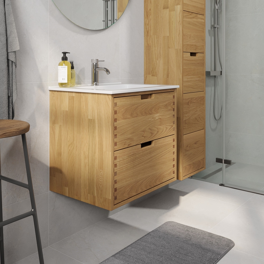 Waschtischunterschrank GRIBSKOV 60 cm Beige/Eiche
