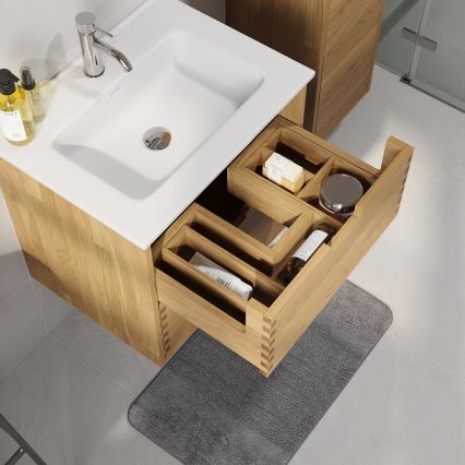 Waschtischunterschrank GRIBSKOV 60 cm Beige/Eiche