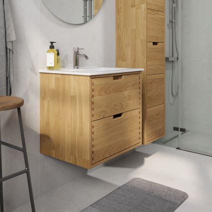 Waschtischunterschrank GRIBSKOV 60 cm Beige/Eiche/Weiß