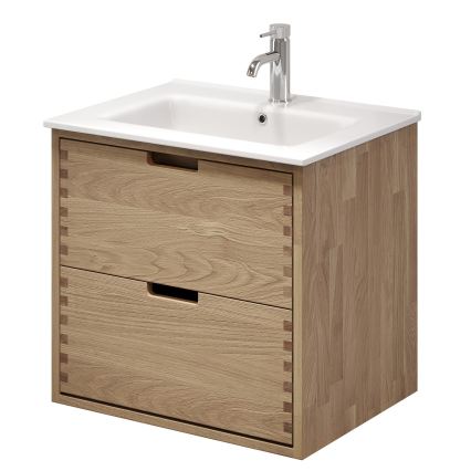Waschtischunterschrank GRIBSKOV 60 cm Beige/Eiche/Weiß