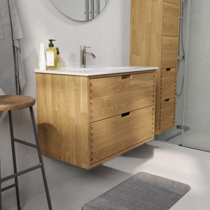 Waschtischunterschrank GRIBSKOV 80 cm, Beige/Eiche