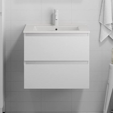 Waschtischunterschrank HENRY mit Waschbecken, 61 cm, weiß