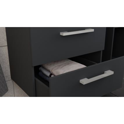 Waschtischunterschrank KATE mit Waschbecken + Spiegelschrank + Hängeschrank, Anthrazit