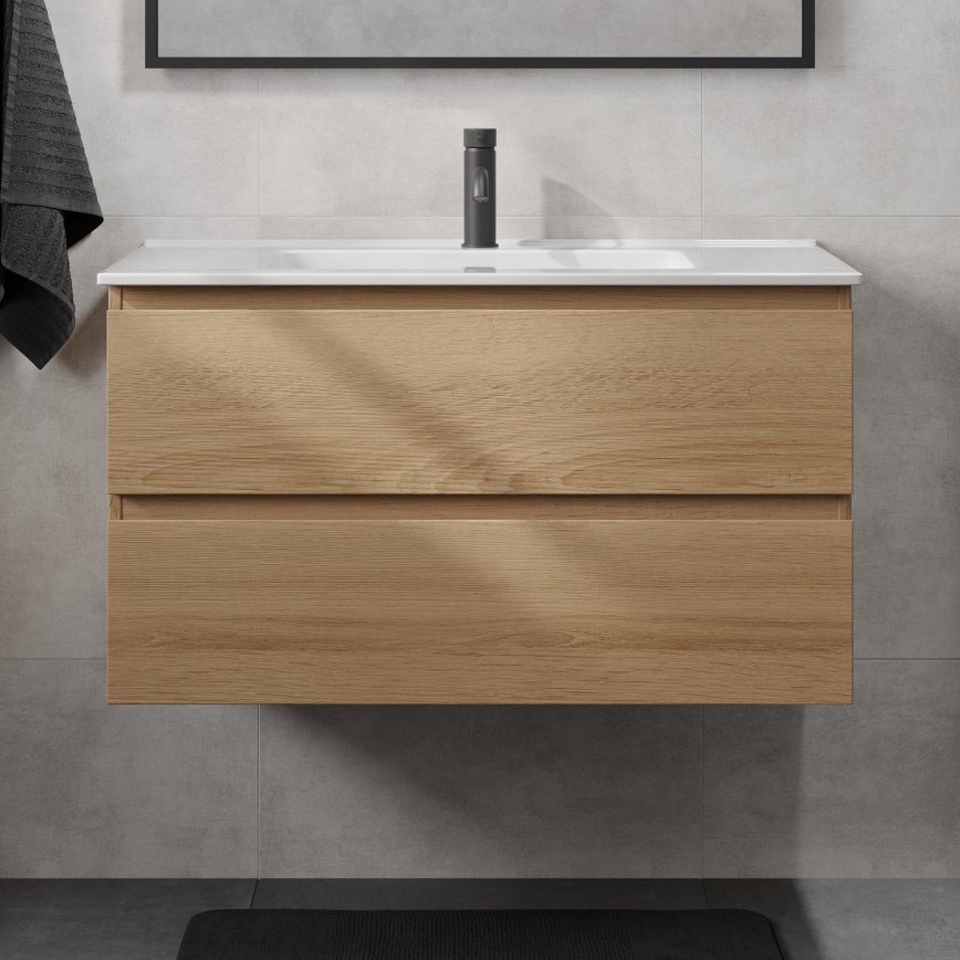 Waschtischunterschrank KENWOOD 91 cm, Eiche/Weiß