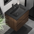 Waschtischunterschrank mit Waschbecken CONOR 61 cm Nussbaum/Schwarz
