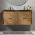 Waschtischunterschrank mit Waschbecken GRIBSKOV 120 cm Beige/Eiche/Schwarz