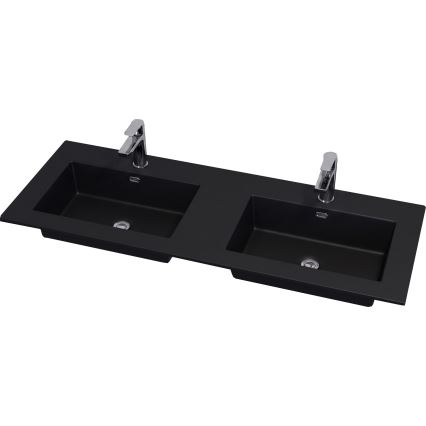 Waschtischunterschrank mit Waschbecken GRIBSKOV 120 cm Beige/Eiche/Schwarz