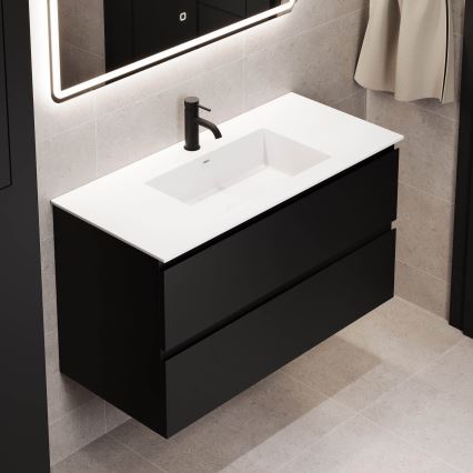 Waschtischunterschrank mit Waschbecken HELSINKI 100 cm schwarz