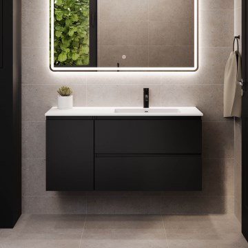 Waschtischunterschrank mit Waschbecken HELSINKI 115 cm, rechts/schwarz