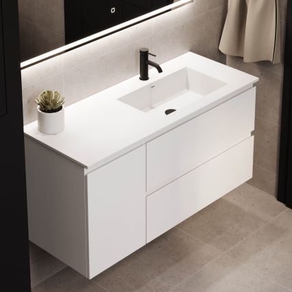 Waschtischunterschrank mit Waschbecken HELSINKI 115 cm rechts/weiß